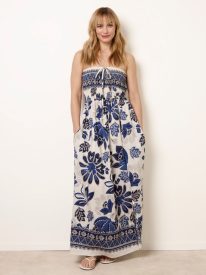 Flower Print Bandeau Maxi Dress