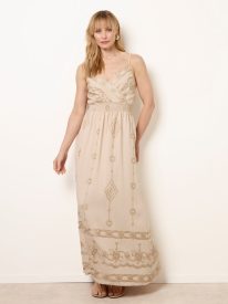 Embroidered Maxi Dress With Adjustable Straps