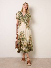 Tropical Print Wrap Front Dress