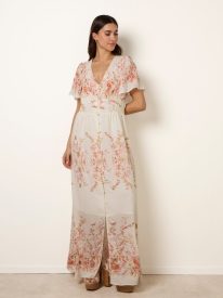 Floral Print Button Front Maxi Dress