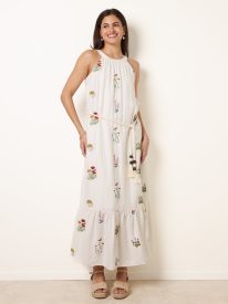 Halter Neck Embroidered Dress